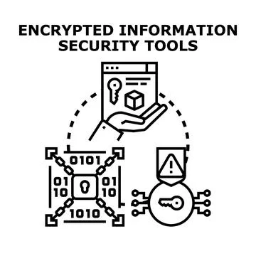 Encrypted information security tools for data protection Stock Illustration