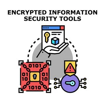 Encrypted information security tools for data protection Stockillustratie