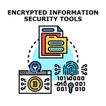 Encrypted information security tools digital protection concept Stock Illustration
