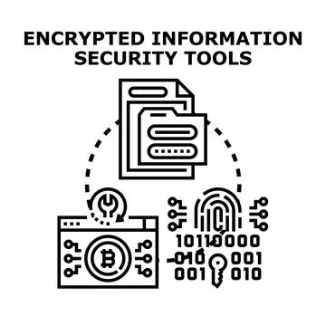Encrypted information security tools digital protection concept Stock Illustration