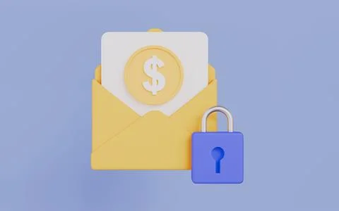 Encrypted invoices and safe digital transactions, Email with payment Stock Illustration