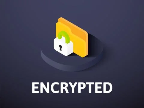 Encrypted isometric icon, isolated on color background Stock Illustration