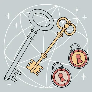Encrypted Keys Vector, Geometric Designs Representing Security and Digital .. Stock Illustration