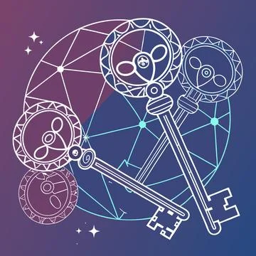 Encrypted Keys Vector, Geometric Designs Representing Security and Digital .. Illustrazione stock