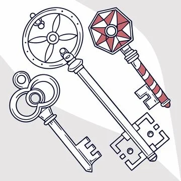 Encrypted Keys Vector, Geometric Designs Representing Security and Digital .. Stock Illustration