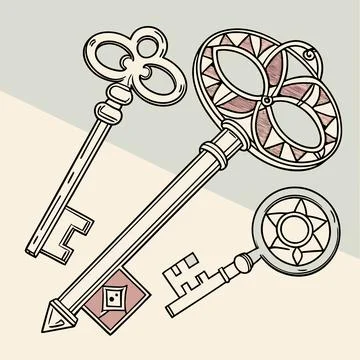 Encrypted Keys Vector, Geometric Designs Representing Security and Digital .. Stock Illustration