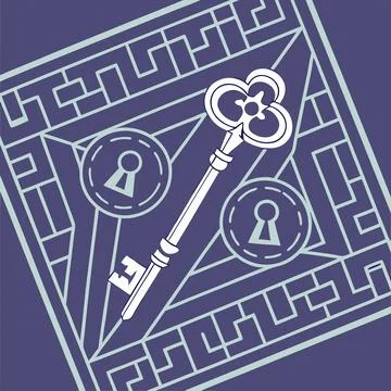 Encrypted Keys Vector, Geometric Designs Representing Security and Digital .. Illustrazione stock