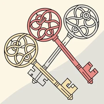 Encrypted Keys Vector, Geometric Designs Representing Security and Digital .. Stock Illustration