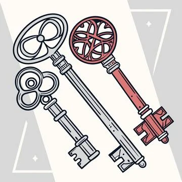 Encrypted Keys Vector, Geometric Designs Representing Security and Digital .. Stock Illustration