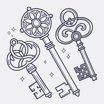 Encrypted Keys Vector, Geometric Designs Representing Security and Digital .. Stock Illustration