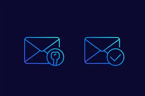 Encrypted message or email, linear icons Stock Illustration