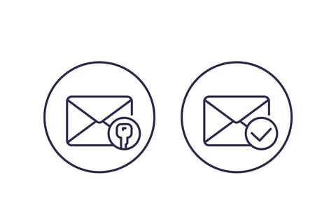 Encrypted message or email, vector line icons Stock Illustration