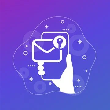 Encrypted message or mail icon with phone Stock Illustration