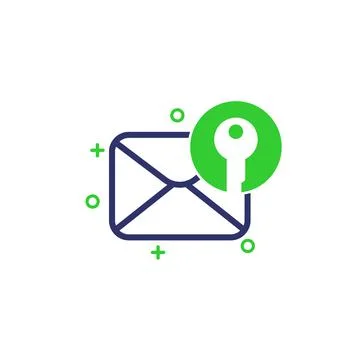 Encrypted message, protected mail icon on white Stock Illustration