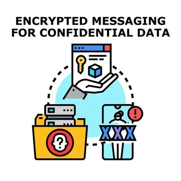 Encrypted messaging securing confidential data concept illustration Illustrazione stock