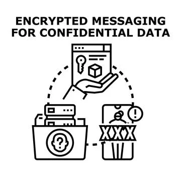 Encrypted messaging securing confidential data concept illustration Illustrazione stock