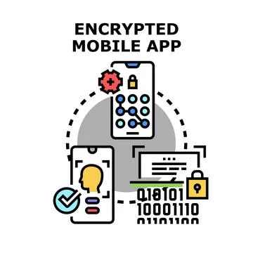 Encrypted mobile application data protection and security concept Stock Illustration