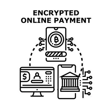Encrypted online payment electronic financial transaction security Stock Illustration