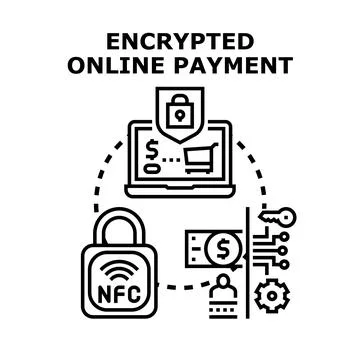 Encrypted online payment process for secure digital transactions Stock Illustration