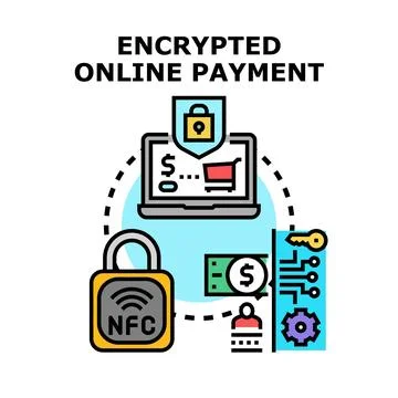 Encrypted online payment process for secure digital transactions Stock Illustration