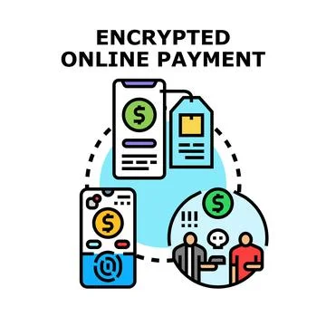 Encrypted online payment protection technology concept 스톡 일러스트