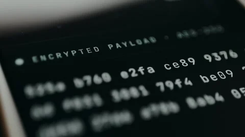 Encrypted payload displayed as hexadecimal blocks Stock Footage 331571541