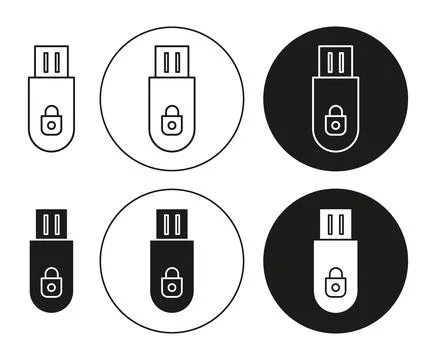Encrypted pendrive Isolated on White Background set. Encrypted pendrive vec.. Stock Illustration