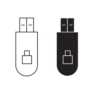 Encrypted pendrive outline icon collection or set. pendrive Thin vector lin.. 스톡 일러스트