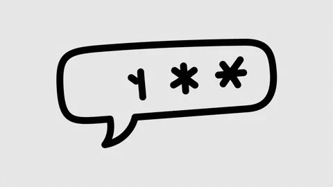 Encrypted private chat icon animation chat box and password stars Motion Video stock 153621581