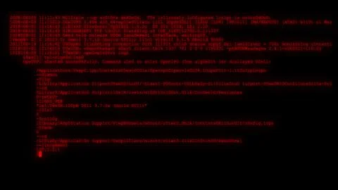 Encrypted programming security hacking code data flow stream on display new Stock Photos