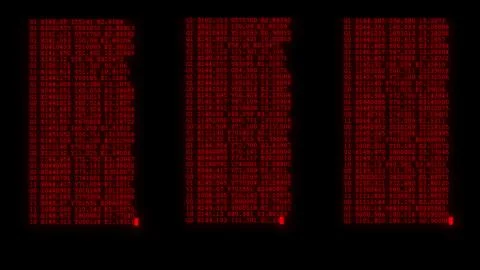 Encrypted programming security hacking code data flow stream on display new 库存照片