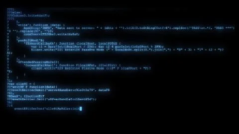 Encrypted programming security hacking code data flow stream on display new Stockfoto's