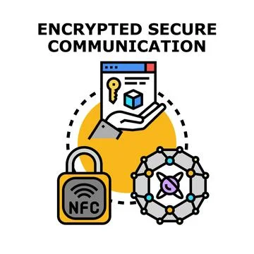 Encrypted secure communication protecting digital information safety Stock Illustration