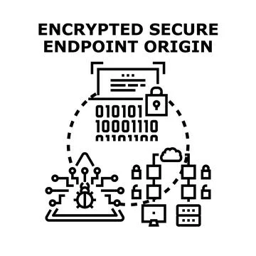 Encrypted secure endpoint origin concept illustration Stock Illustration