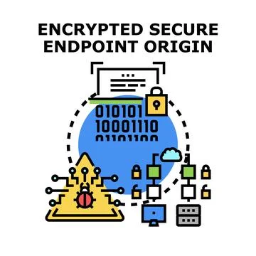 Encrypted secure endpoint origin concept illustration Stock Illustration