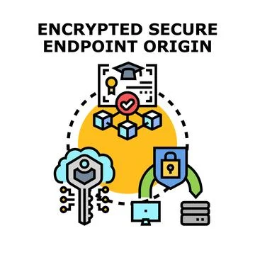 Encrypted secure endpoint origin network protection system Illustrazione stock