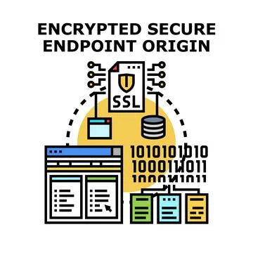 Encrypted secure endpoint origin network concept イラスト素材