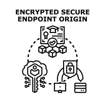 Encrypted secure endpoint origin network protection system Stock Illustration