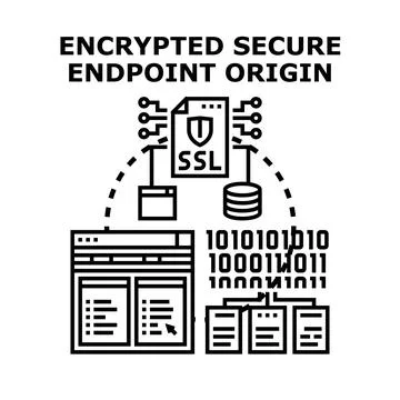 Encrypted secure endpoint origin network concept Stock Illustration