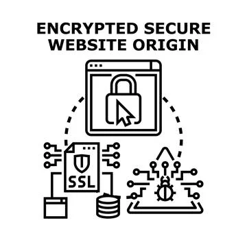 Encrypted secure website origin concept illustrating data protection 库存插图