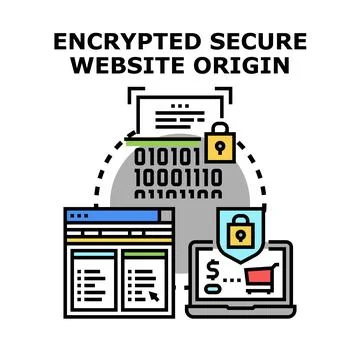 Encrypted secure website origin protecting internet data operations Stock Illustration