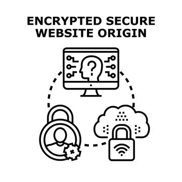 Encrypted secure website origin providing user data protection Stock Illustration