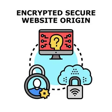 Encrypted secure website origin providing user data protection Stock Illustration