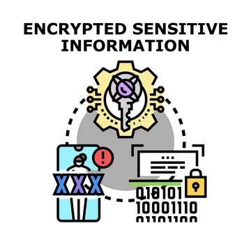 Encrypted sensitive information concept for data security Stock Illustration