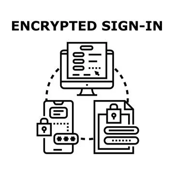 Encrypted sign in concept data security technology Stock Illustration