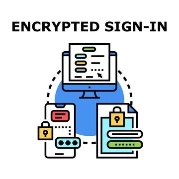 Encrypted sign in concept data security technology Stock Illustration