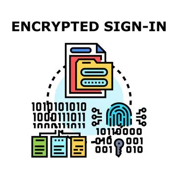 Encrypted sign in protecting digital data access Stock Illustration