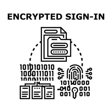 Encrypted sign in protecting digital data access Stock Illustration