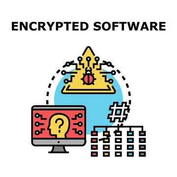 Encrypted software protecting data from cyber threats and bugs Illustrazione stock
