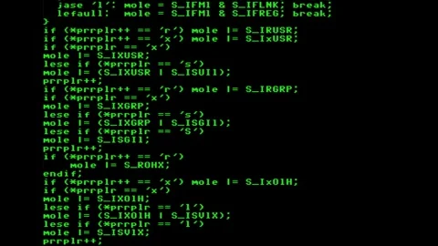 Encrypted source code text (instruction sequence for a computer program), Stock Footage 249521015
